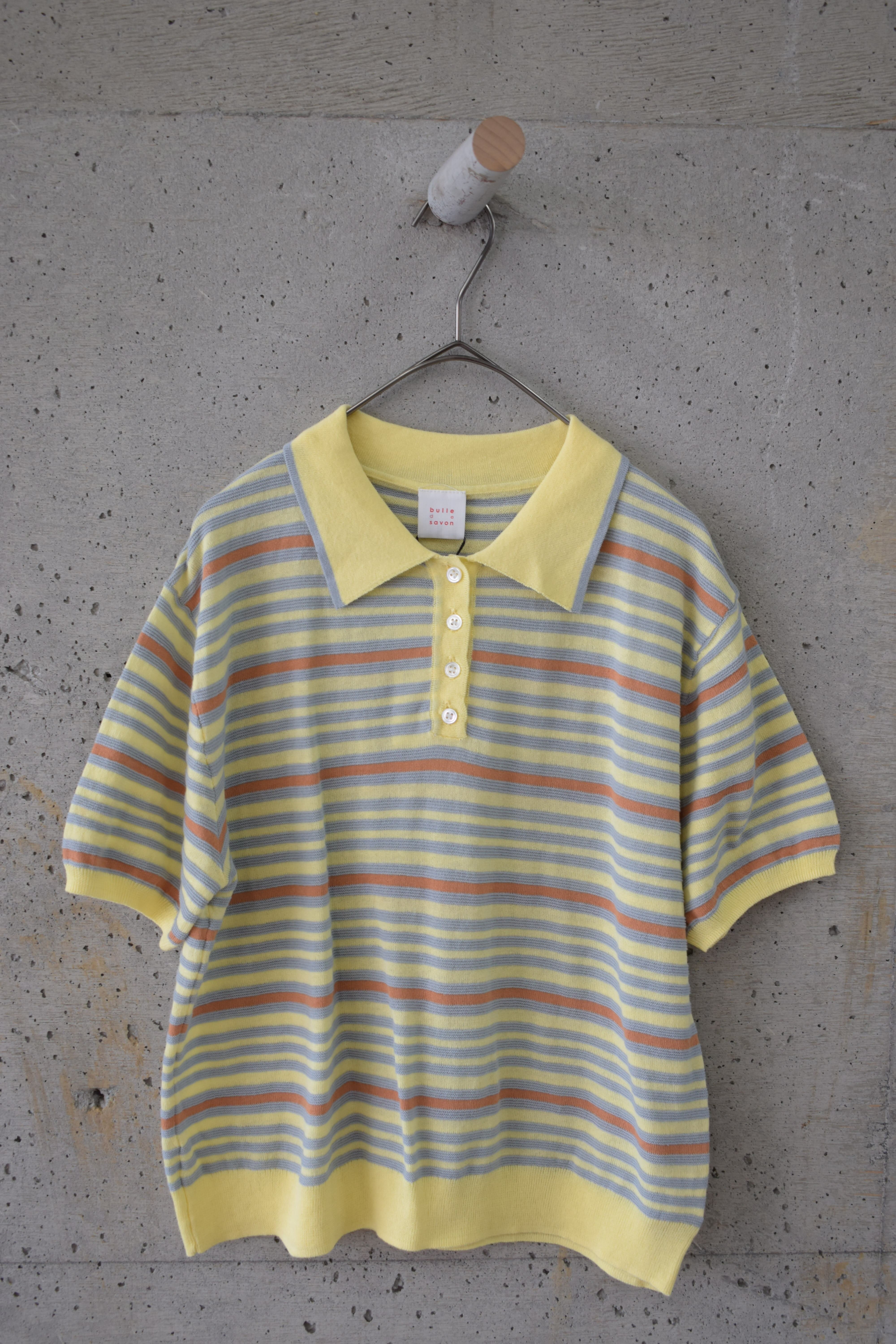 Yellow knit polo shirt