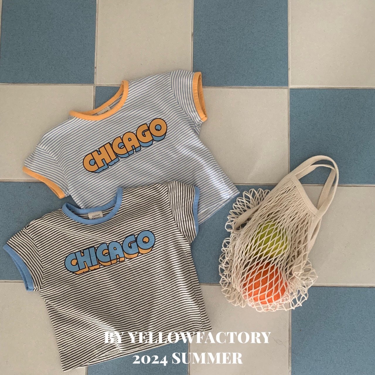 【 yellow factory】CHICAGO Tシャツ 80〜120cm ブルー 240707 - 9