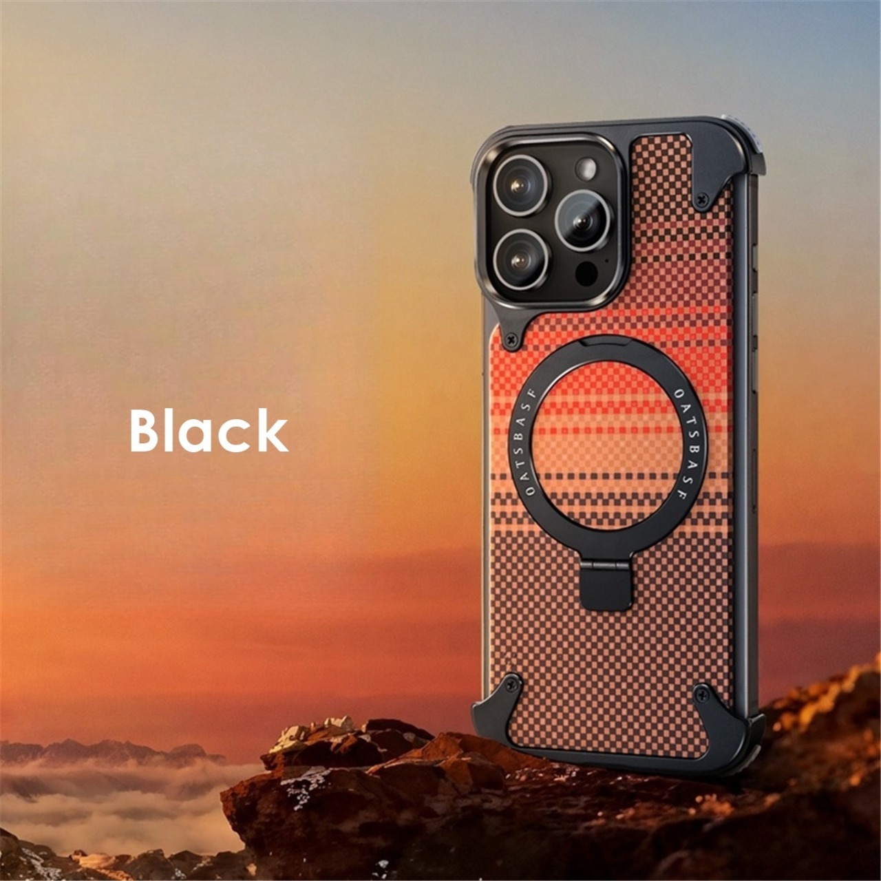 ◆iPhone 16/Pro/Pro Max◆ Carbon Fiber Texture Metal Phone Case / カーボンファイバー テクスチャー メタル スマホケース