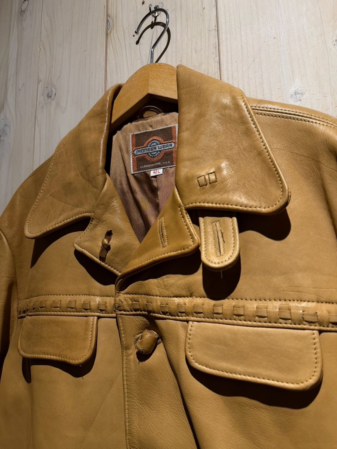 【レア】Pokipcee ポキプシーフラワー柄ジャケット　古着　70年代ヒッピー a.k.a.C.a.k.a vintage】70's “Pioneer Wear” Vintage Leather Jacket