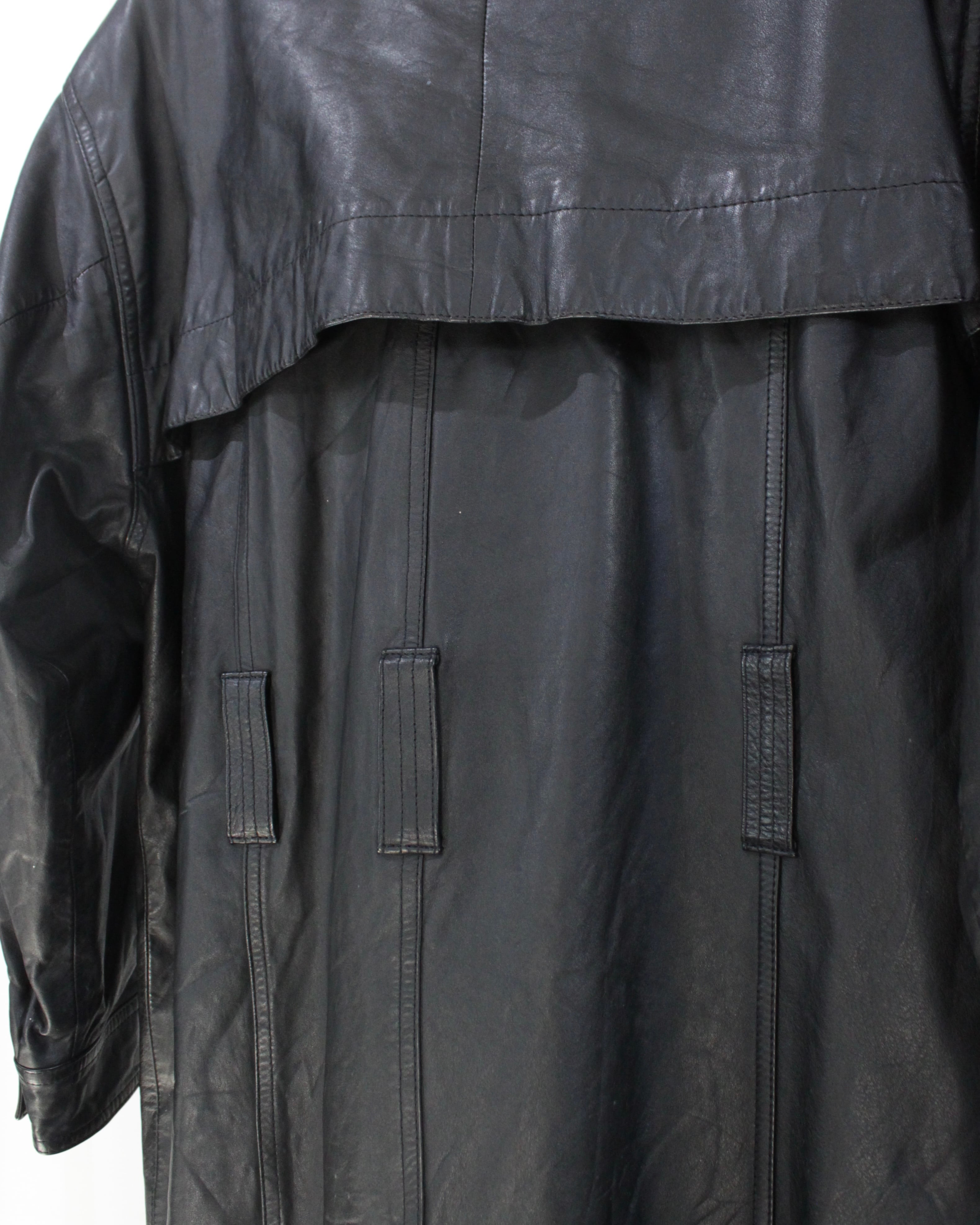 【下北沢Caka】ヴィンテージ　レザートレンチコート　ブラック 下北沢Caka】ヴィンテージレザートレンチコートブラック