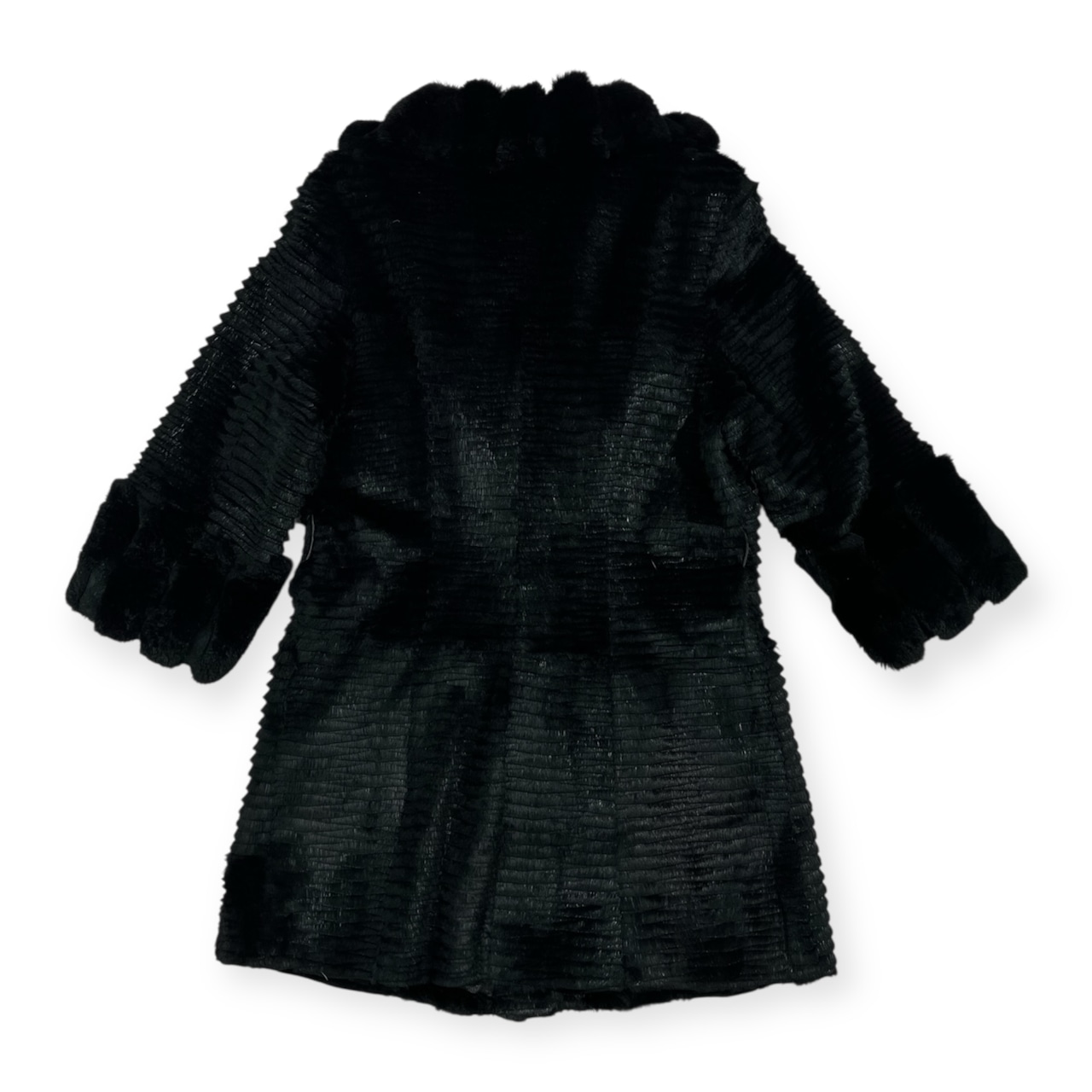 本毛皮 LORITTI ロリッティ 高級 毛皮 ラビット & レッキス ファー コート サイズ L /ブラック系/レディース