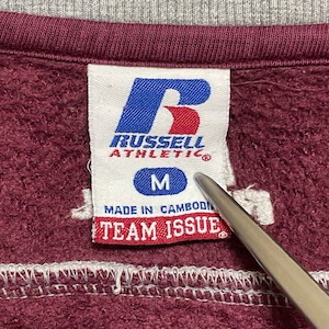 【Russell】JORDAN FASTPITCH 高校 ソフトボール部 ハーフジップ スウェット プルオーバー バックロゴ ラグランスリーブ 刺繍 バッチ 切替 MEDIUM ラッセル US古着