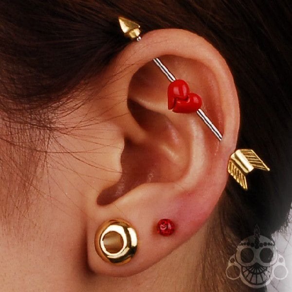 ボディピアス 4G 2G 7mm ゴールド ラウンド トンネルピアス 拡張ピアス