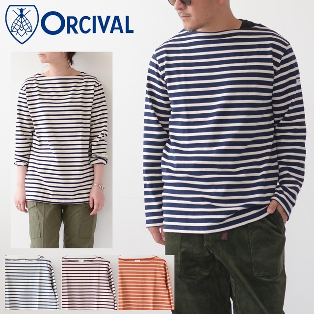 ORCIVAL [オーチバル・オーシバル] VASQUE BOAT NECK L/S P.O.BODER [B211 / b211-b-tw] COTTON LOURD ボーダーカットソー 長袖Tシャツ コットンカットソー・バスクシャツ・ボーダーカットソー・お家時間　MEN'S/LADY'S [2023AW]