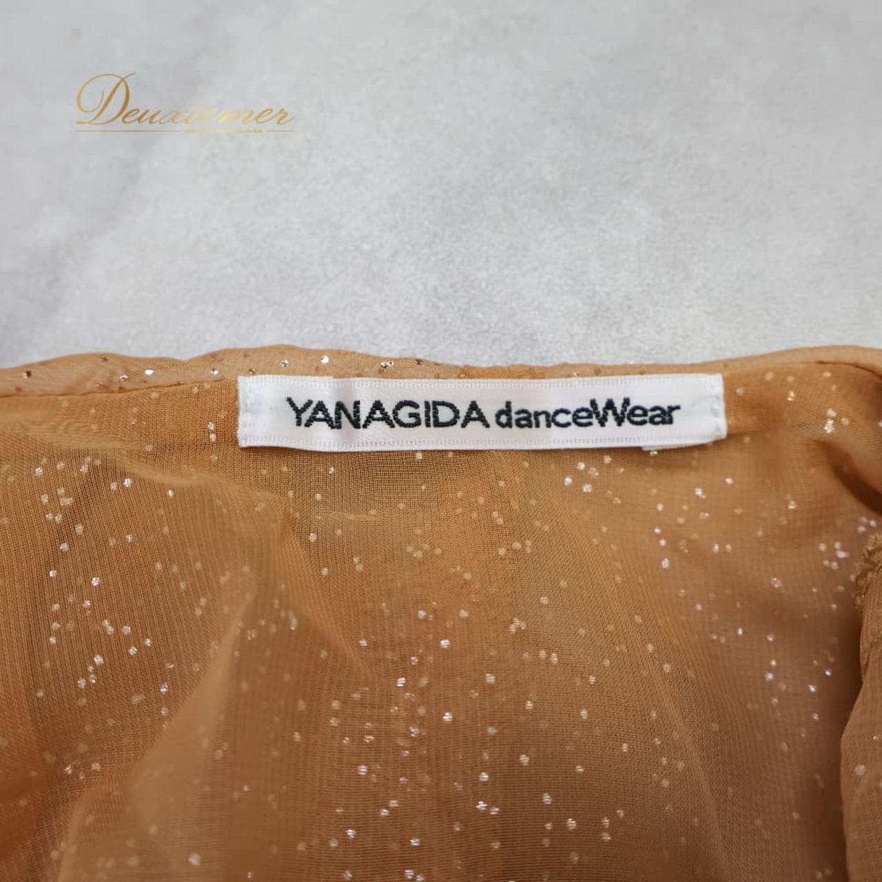 フォーマル 衣装 YANAGIDA DANCEWEAR ワンピース 羽織り ブラウン系 ベージュ系 オレンジ系 ラメ フリル 軽い 華やか キラキラ パーティー パーティー衣装 ロング ゴージャス 明るい かわいい 上品