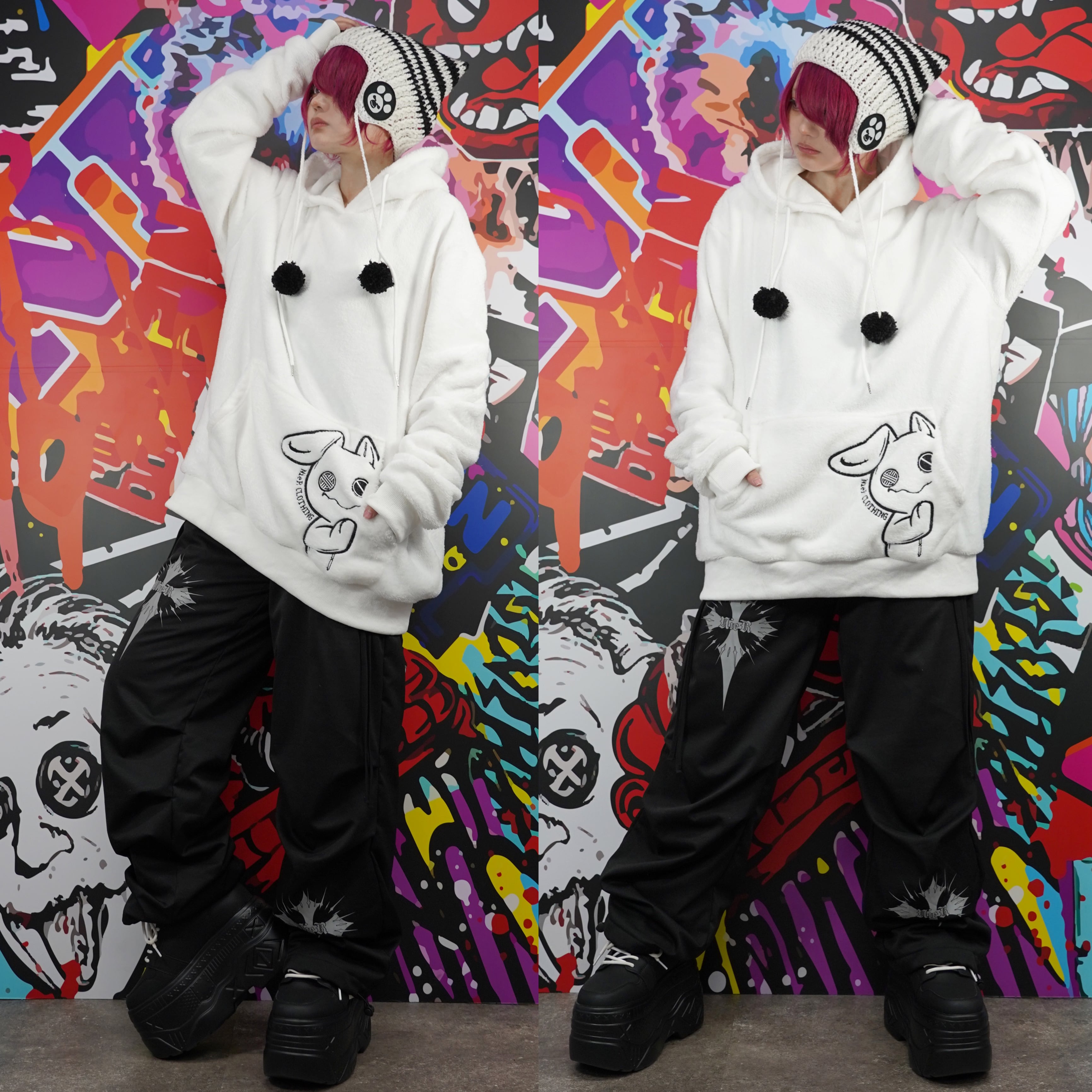 月末新作赤字大特価プレゼント》高品質×全刺繍さらふわWHITEプル