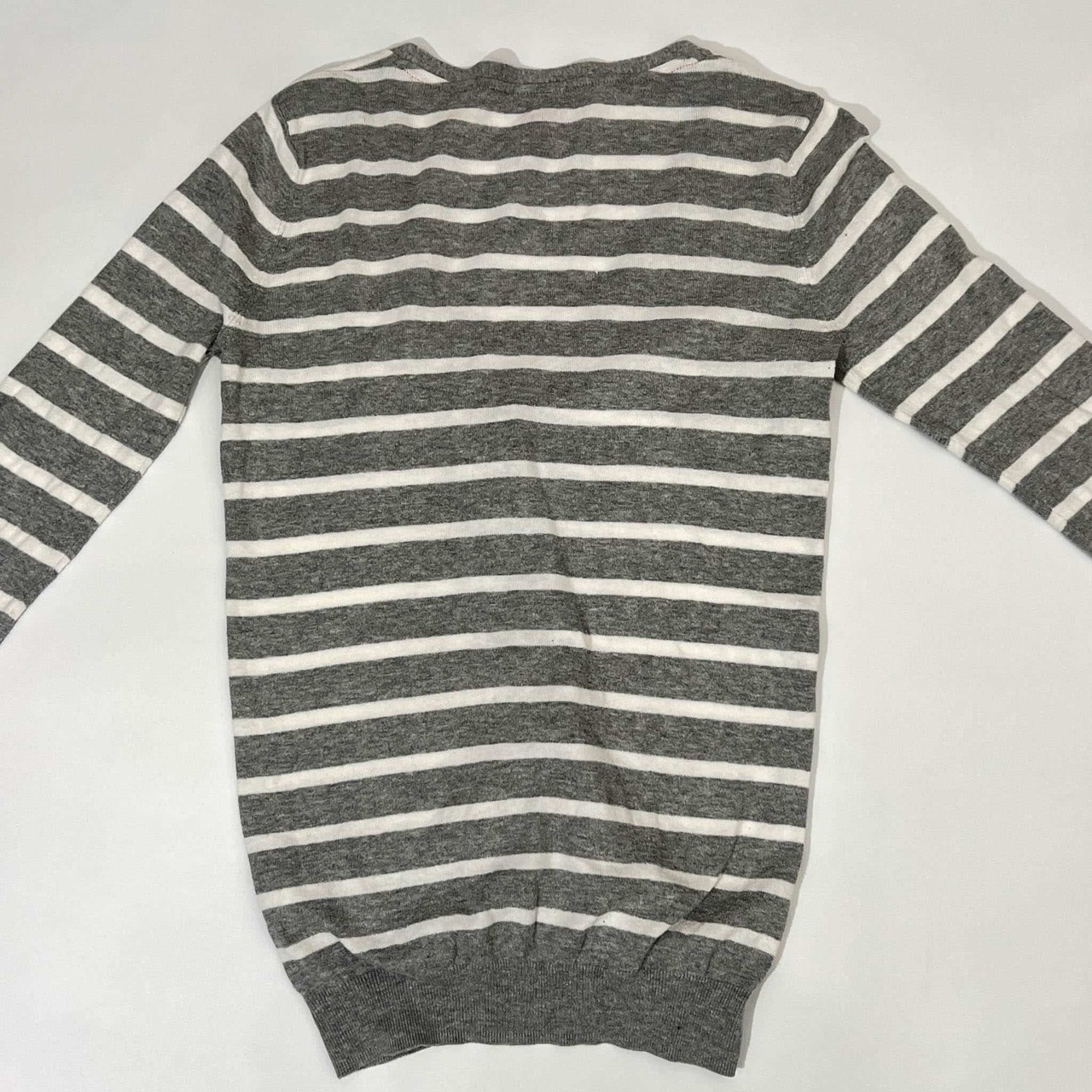 Tommy Girl トミーガール ボーダー コットン ニット カーディガン M/グレー×ホワイト レディース