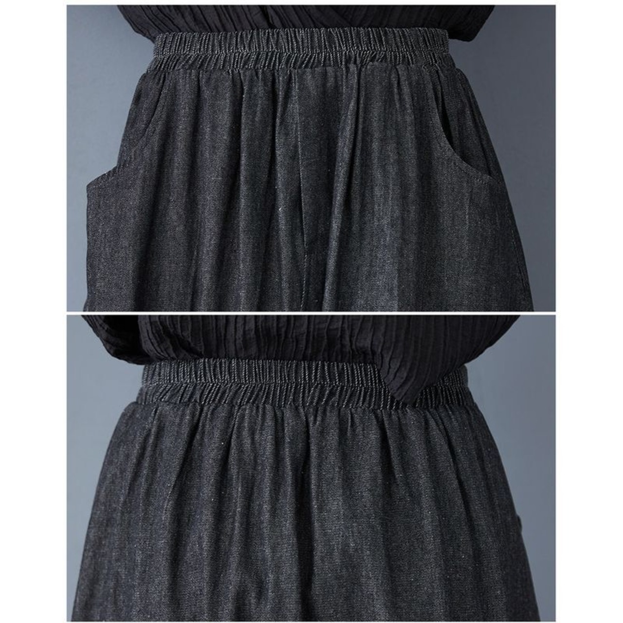 異素材 切替 アシンメトリー スカート  00379