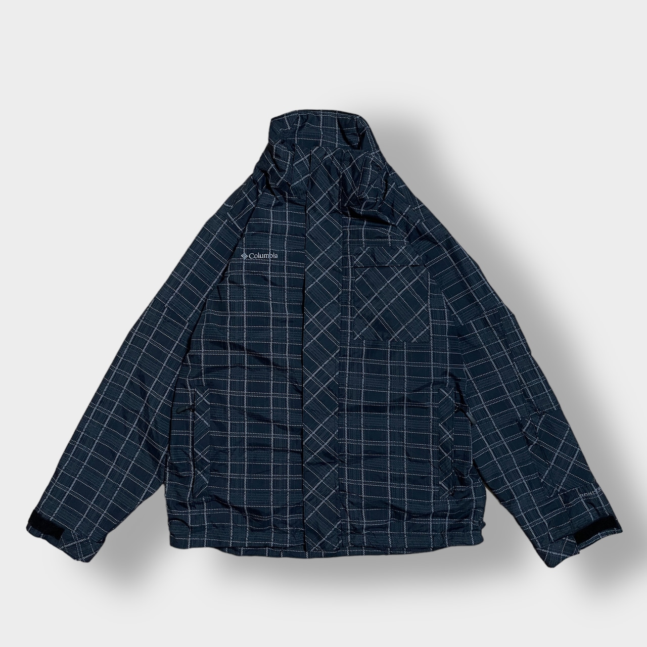 Columbia マウンテンジャケット ナイロンジャケット オムニテック OMNI-TECH アウター ワンポイント チェック柄 刺繍ロゴ M コロンビア  us古着