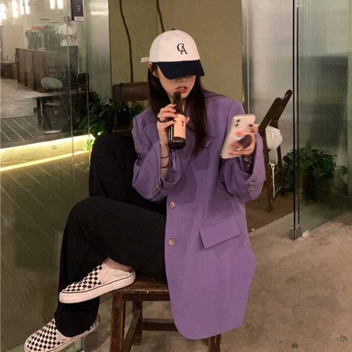 ジャケット ルーズカジュアルスプリングトップス ストリート 春物 パープル モンロー89037213109