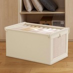 収納 ボックス 10個セット 収納ボックス 蓋付き 窓付き 高さ17cm 奥行き40cm 横幅27cm 白 ホワイト リネン コットン 長方形 シンプル 無地 積み重ね可能 折りたたみ可能