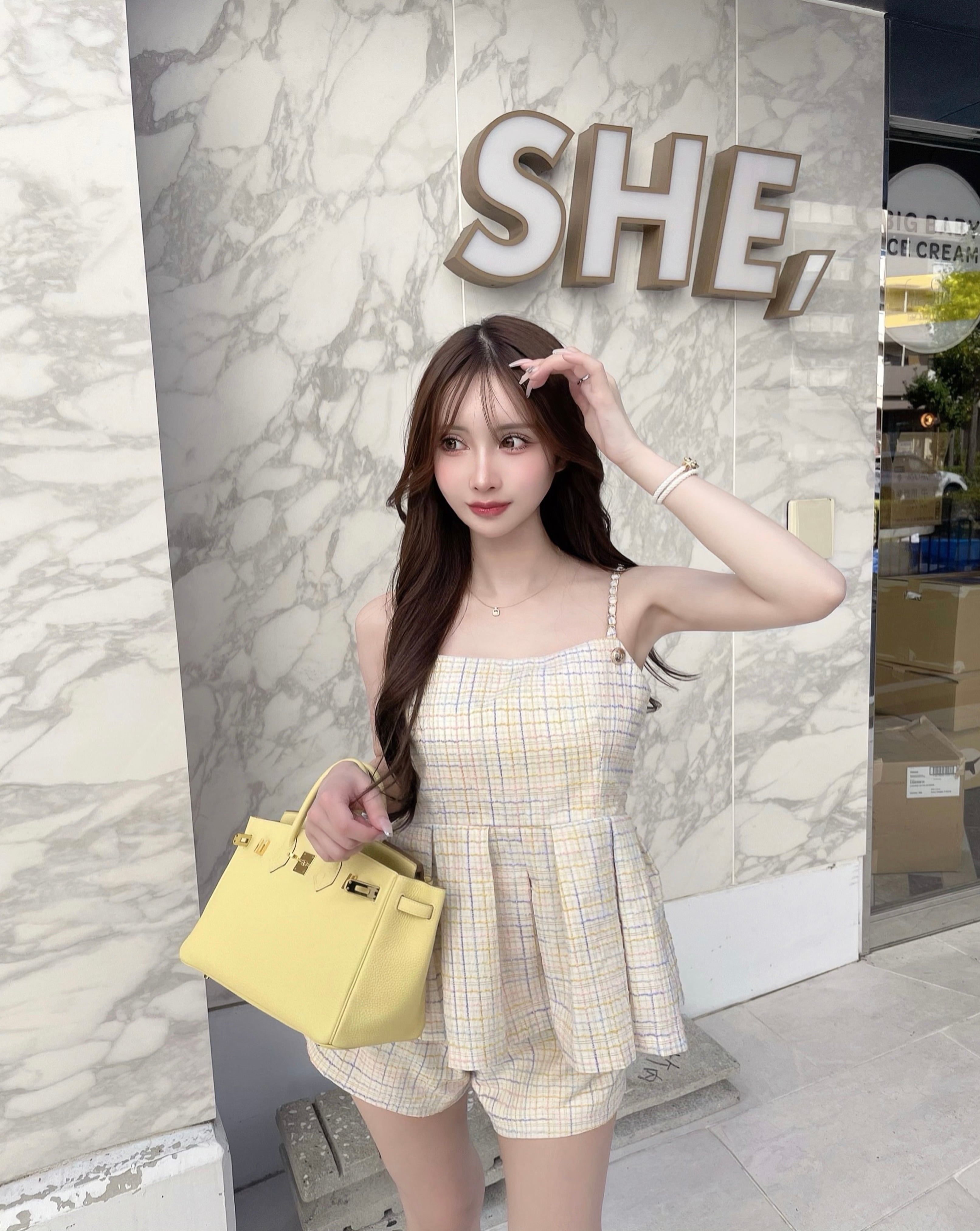 Lumignon original ♥ LN logo button tweed set up 【ホワイト  