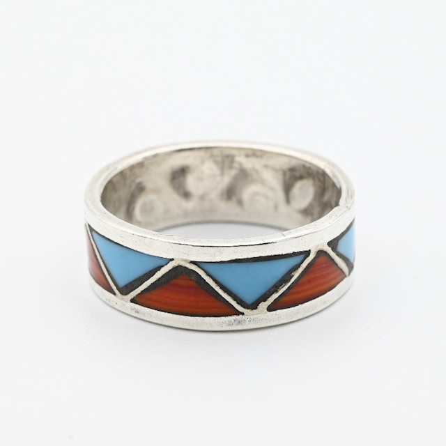 Native American Coral / Turquoise Ring  #11.0 / USA