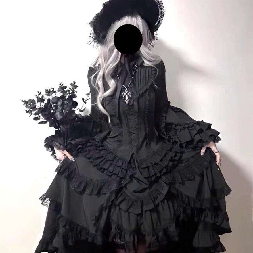 ゴスロリ セットアップ ドレス×姫袖×蝶ネクタイ 大人ゴシック｜WithU