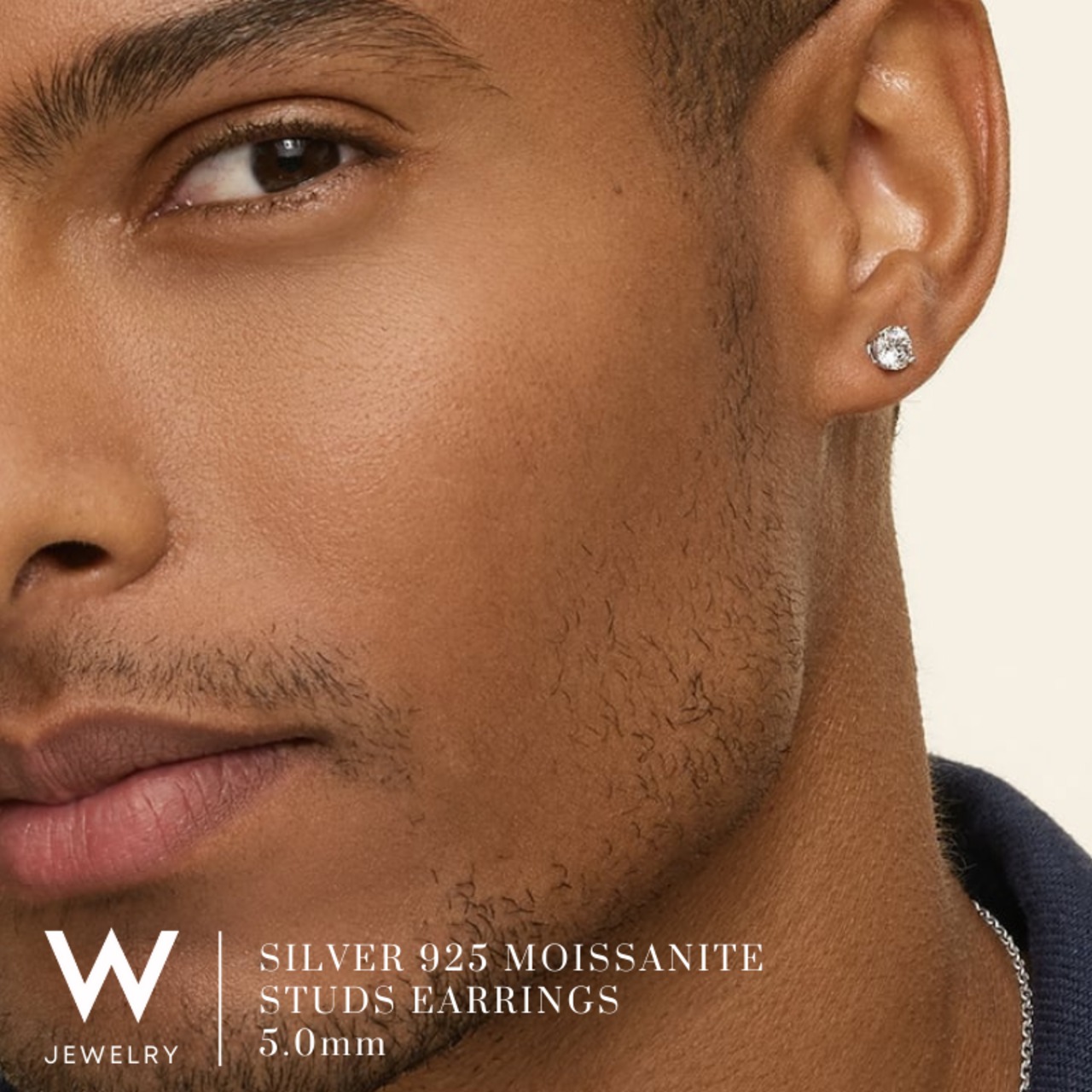 【5mm/6.5mm/8mm】W Jewelry Moissanite "Studs Earrings" Silver - 8