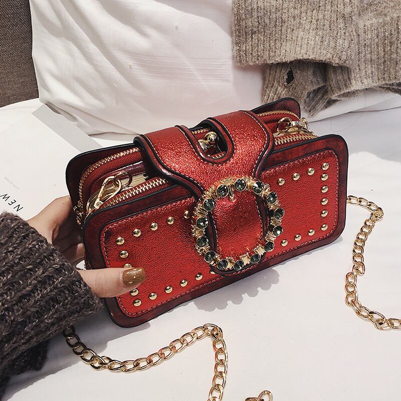 品質のバッグ女性2020新しいファッションリベットスモールスクエアバッグシックなチェーンワイルドウエスタンショルダーメッセンジャーバッグ Tiancai_Wing_Bag0676725