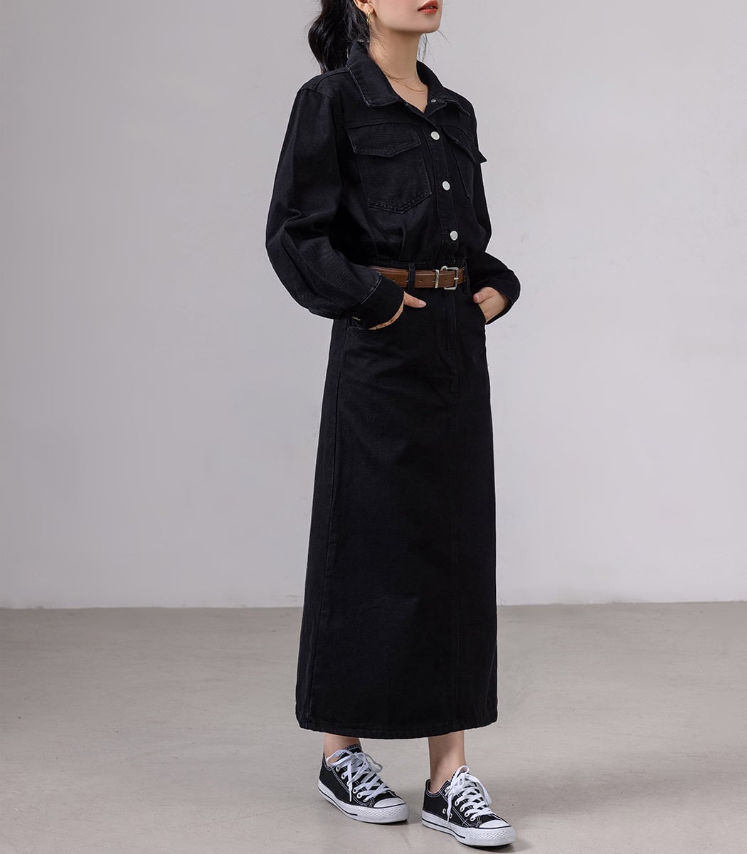 宅配便】デニムシャツロングワンピース／tops2149 | DAY CLOSET