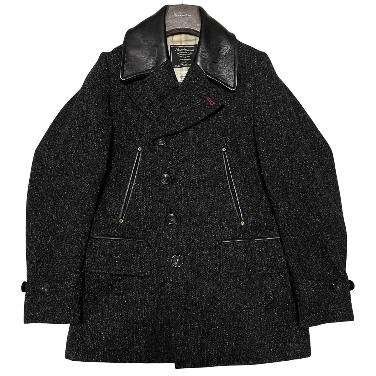 美品 ビッグサイズ44 USA製 Schott 10ボタン ピーコート ブラック 740