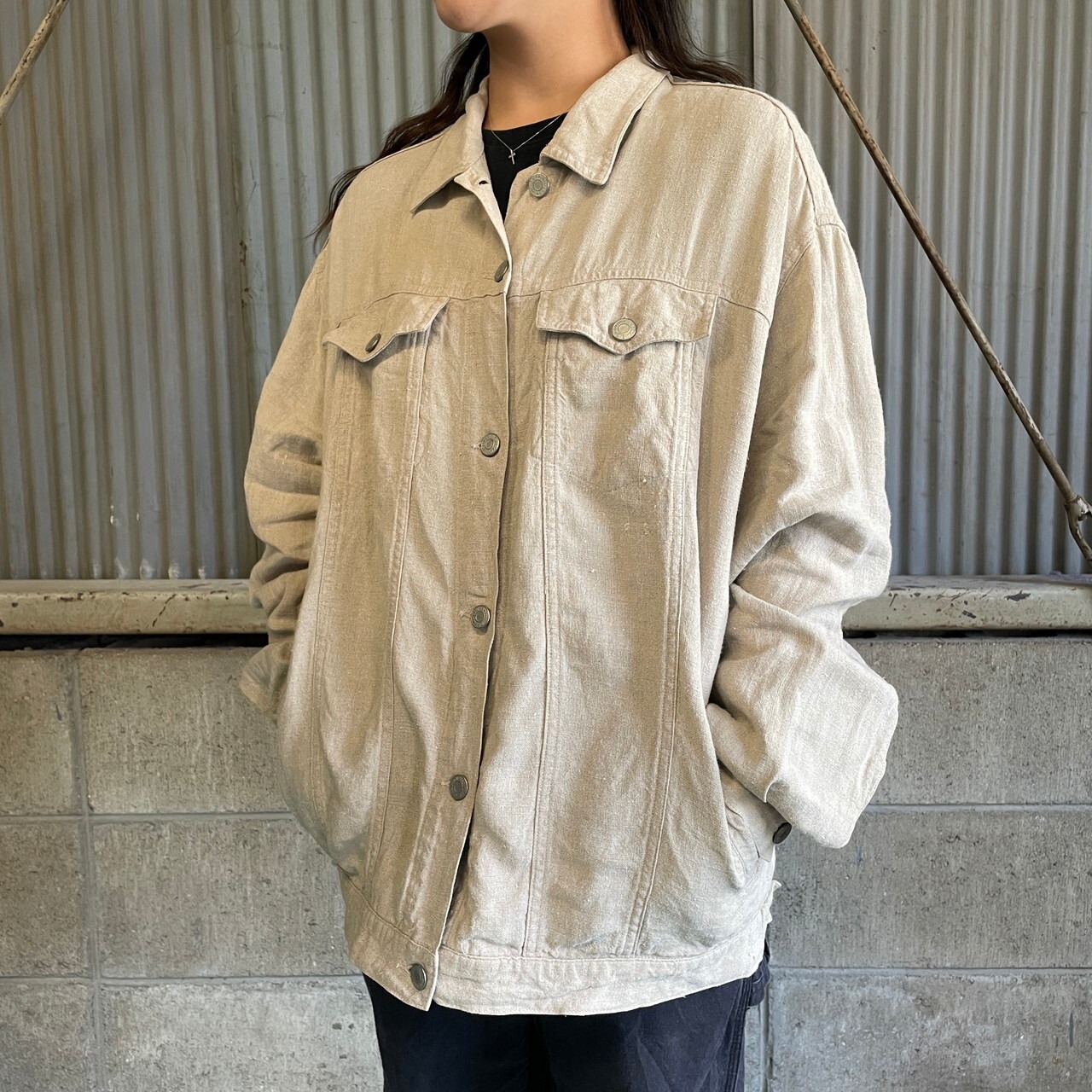 90年代 OLD GAP オールドギャップ リネントラッカージャケット メンズL 