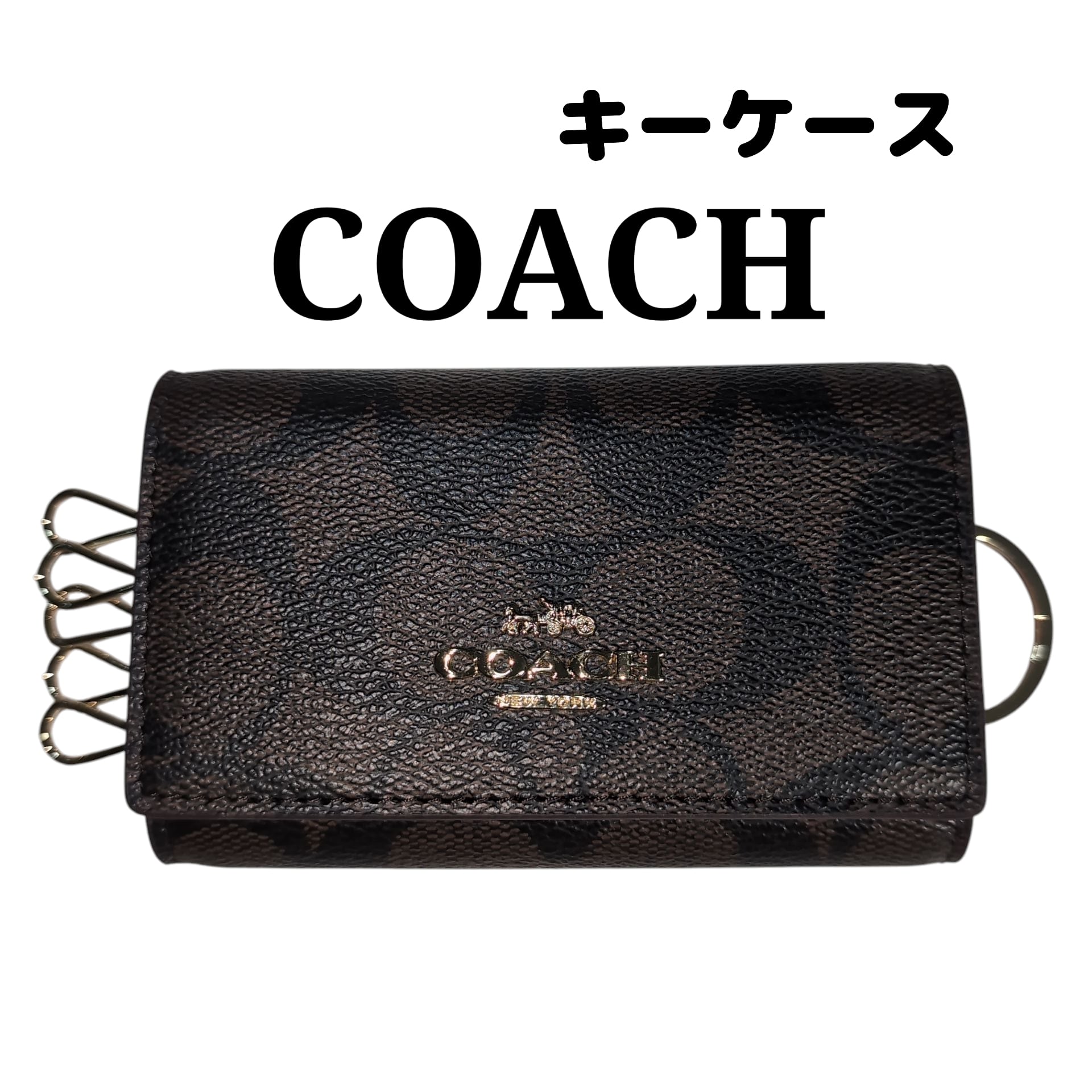 COACHコーチ 二つ折り財布 シグネチャーエンボス ブラック