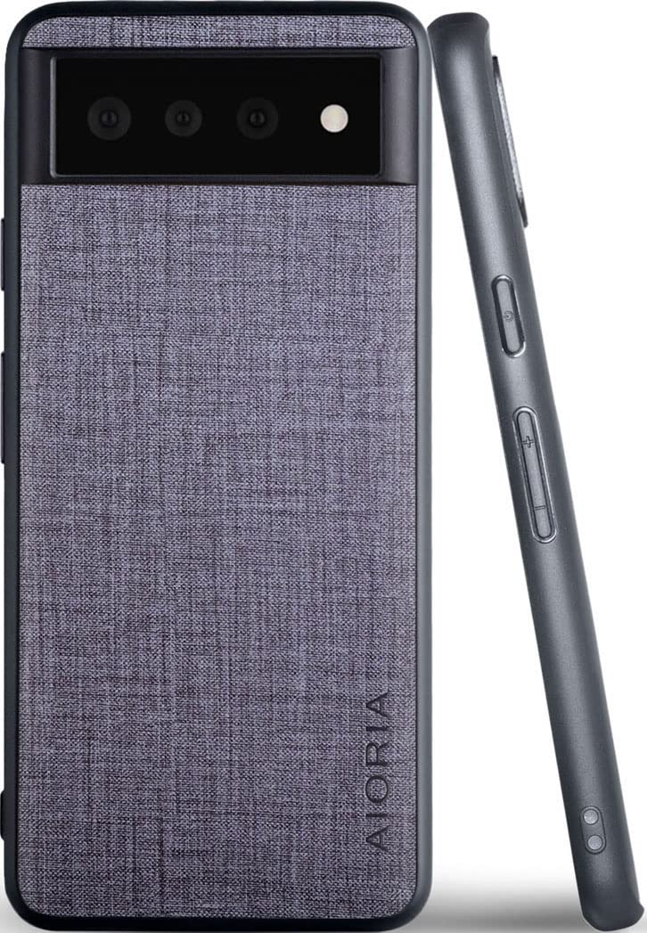 Aioria 互換性 ケース for Google Pixel 6 5G 生地パターンレザー高級に保護純色スマホケース (Gray, For Google Pixel 6)