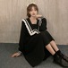 ✞ ♡ネイビーブラックスタンダードレース長袖スリーブスカート ロング レトロ スウィート ✞ゴスロリ SM ミリ 甘ロリ クラロリ 和ロリ エレガント 黒ロリ 姫ロリ 華ロリ BB-BB7333454535