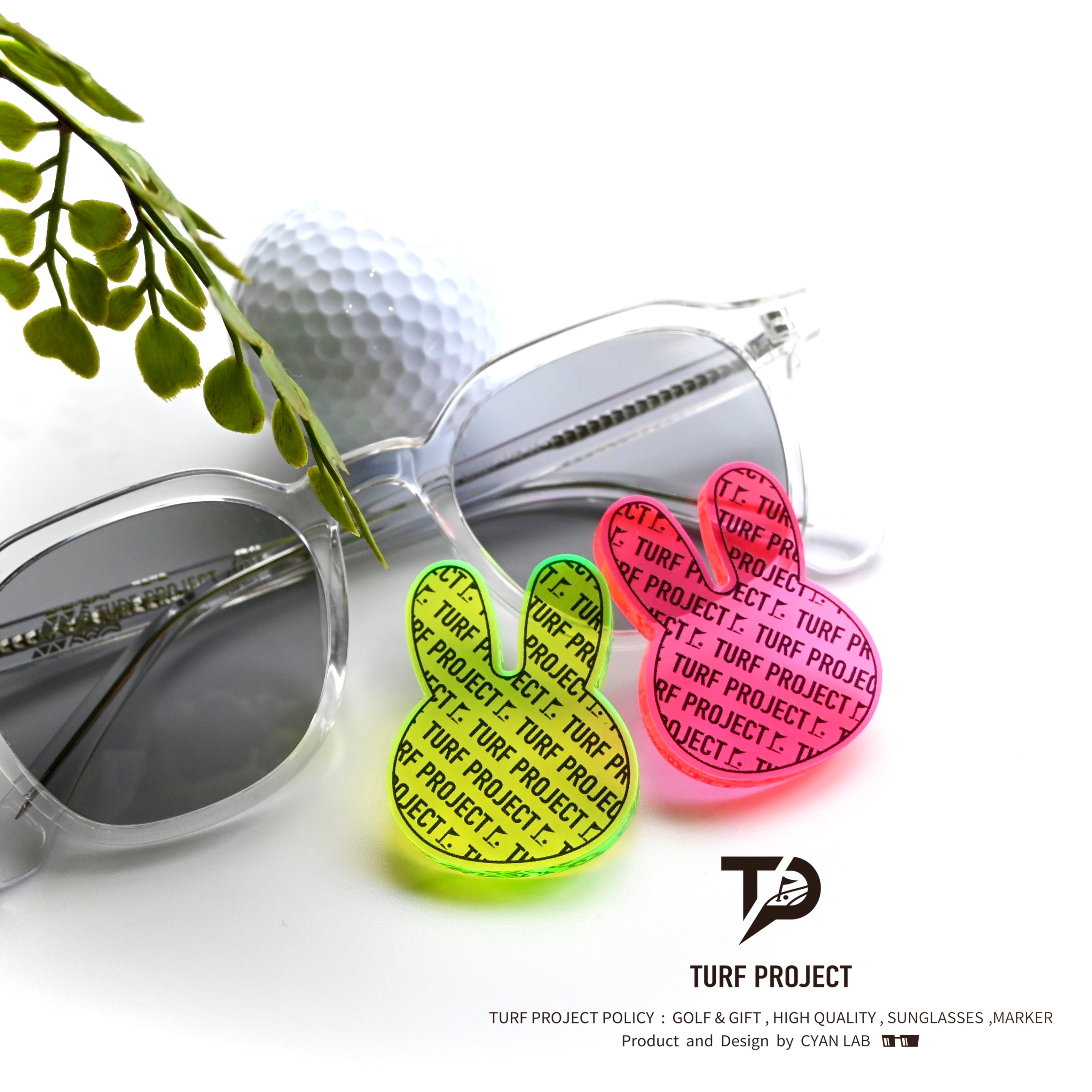 TURF PROJECT　数量10個限定デザイン 蛍光ゴルフマーカー［ラビット］2色セット