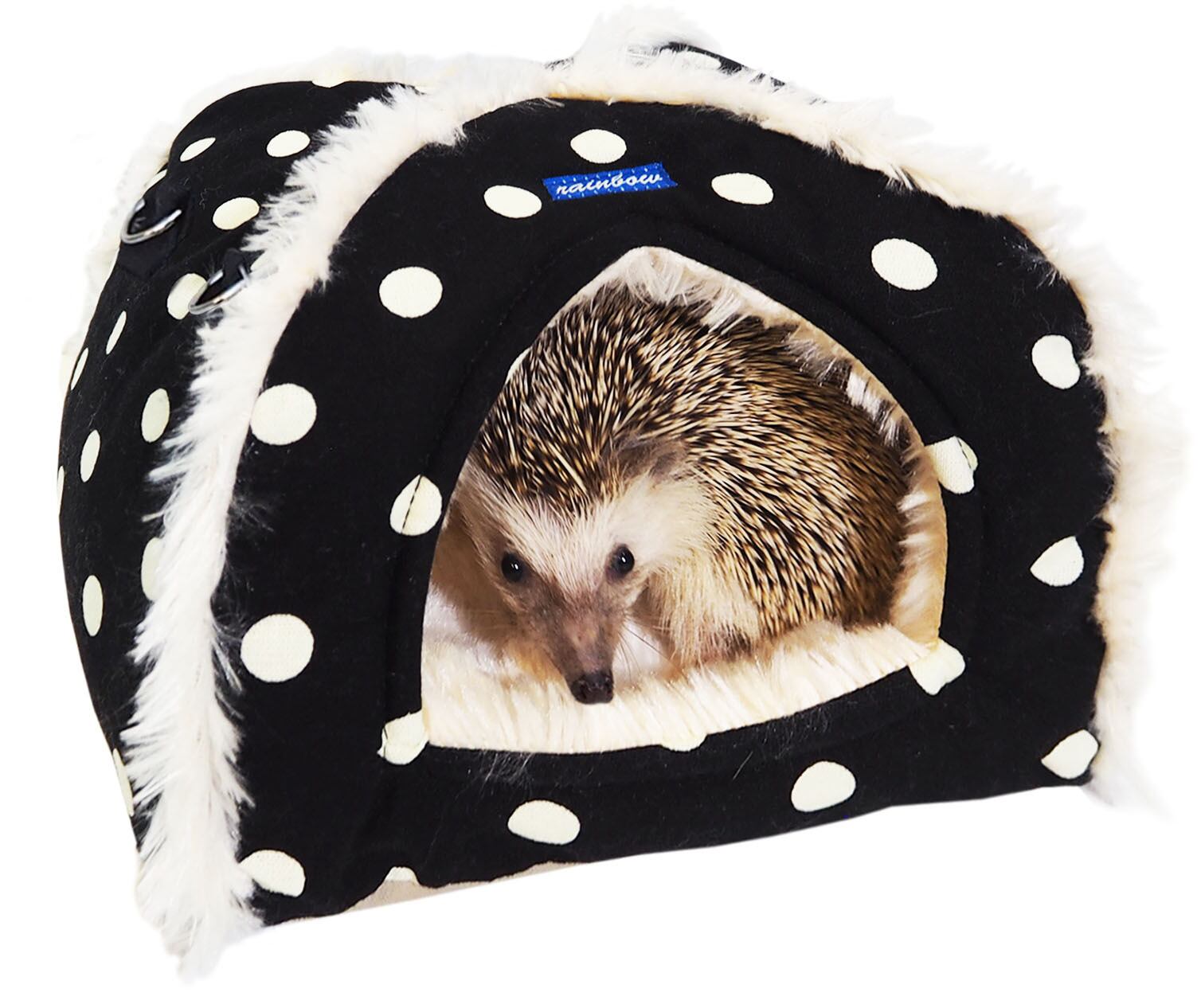 【小動物用品】ゆらゆらテントハウス　水玉レッド/水玉ブラック