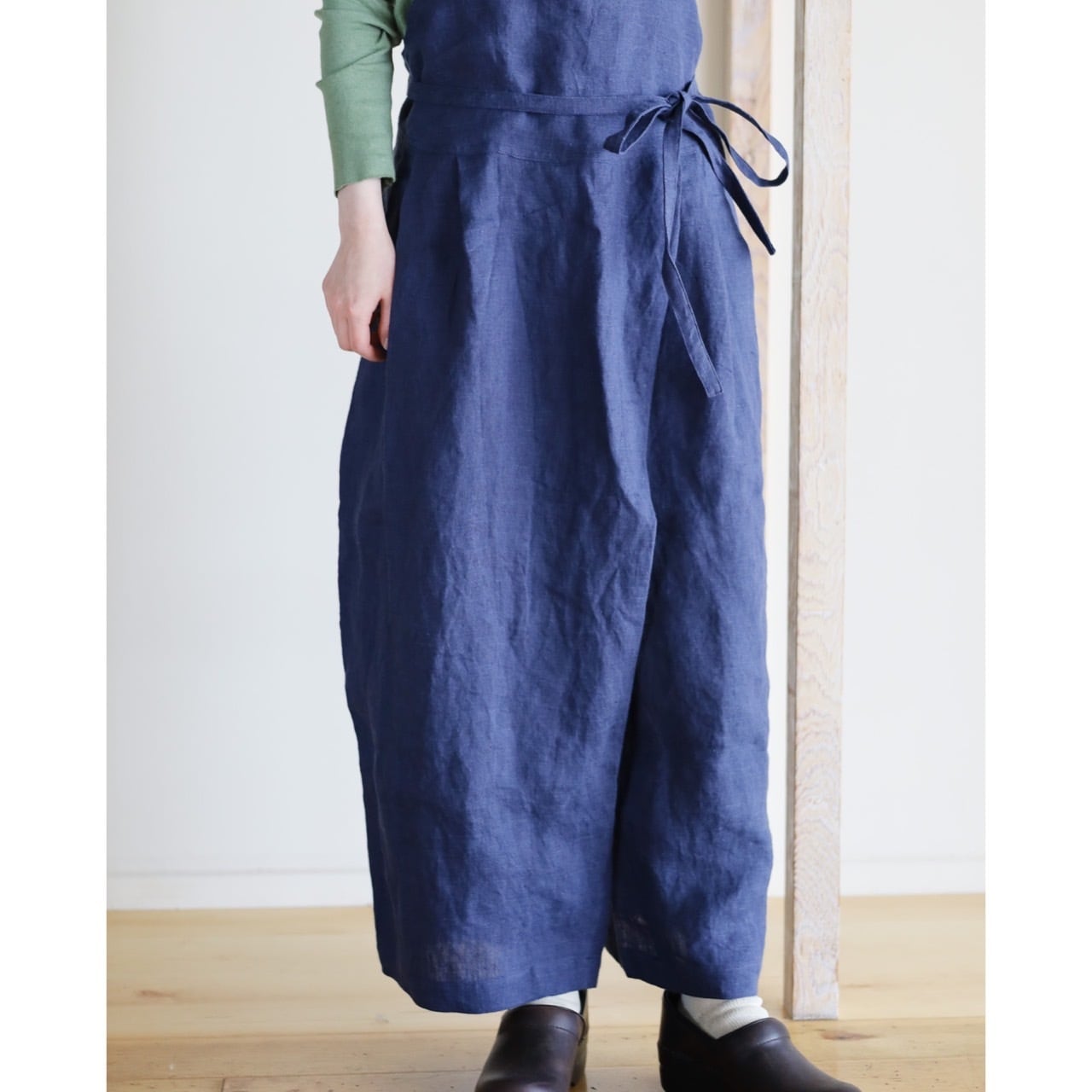 Vlas Blomme - Linen Hemp Canvas タックルーズサロペット - Yellow