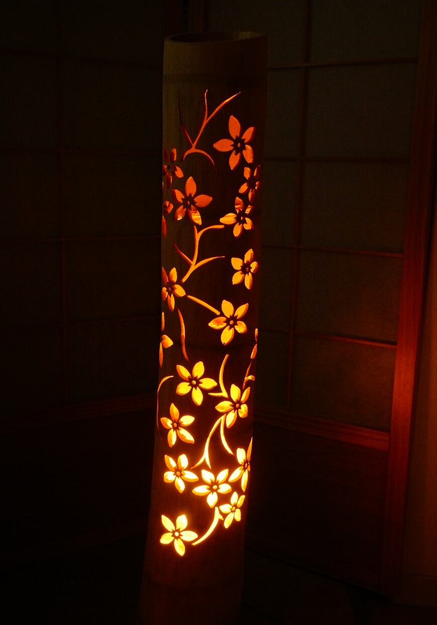 ◇全面彫◇竹灯り・竹あかり・竹灯籠 ～～ 癒しの灯り ☆煌花火☆～～