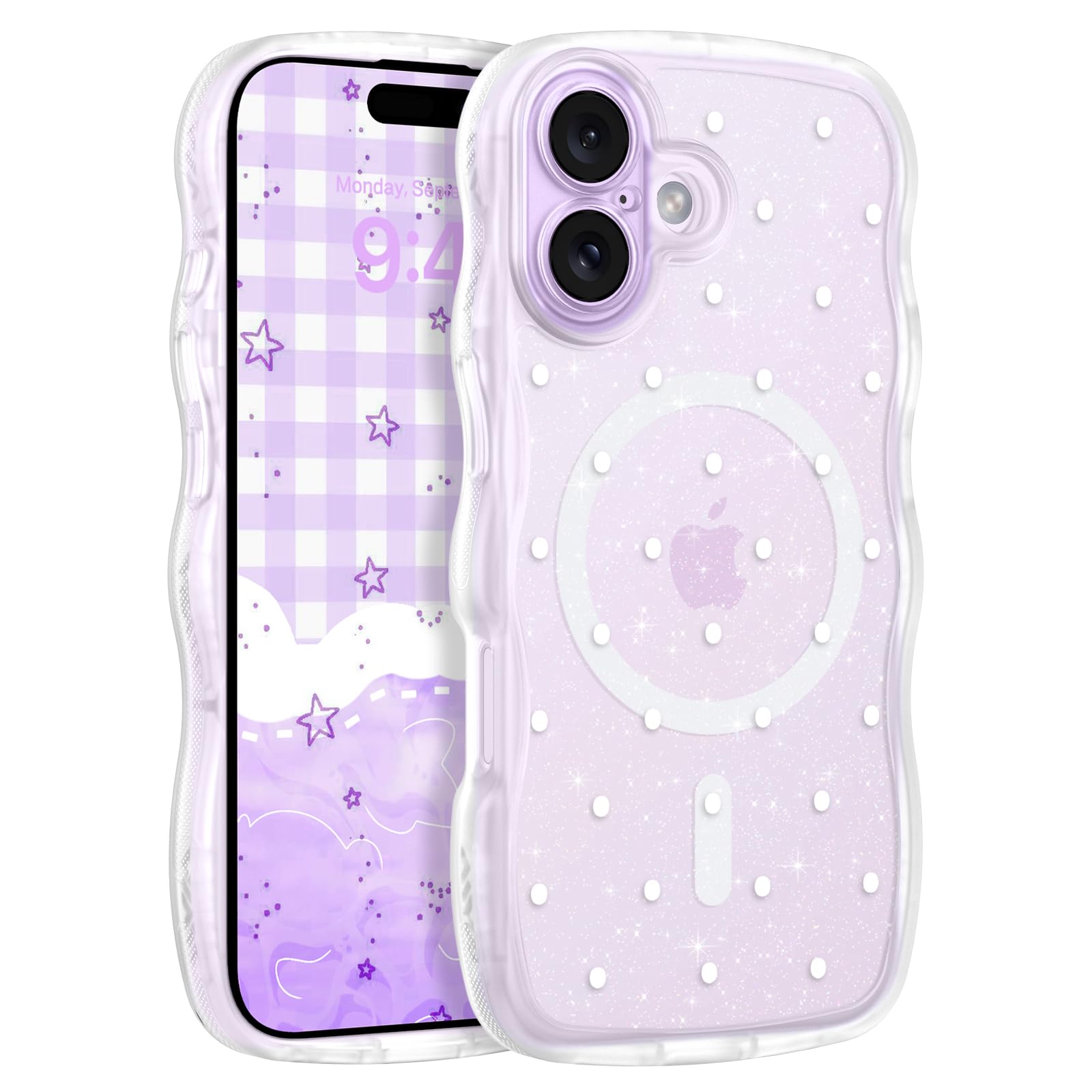 「水玉シリーズ登場」GaoBao iPhone 17 用 ケース MagSafe対応 透明 うねうね 韓国 キラキラ かわいい 波型 おしゃれ クリア
