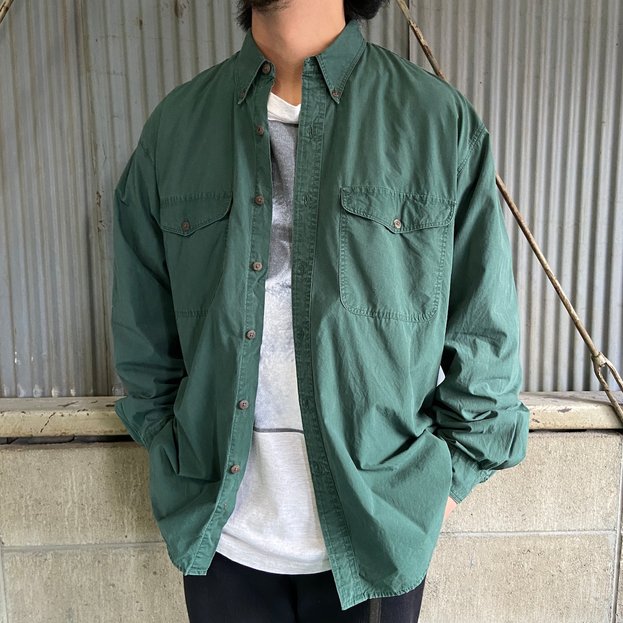 90年代 OLD GAP オールドギャップ 無地 コットン 長袖シャツ メンズM 