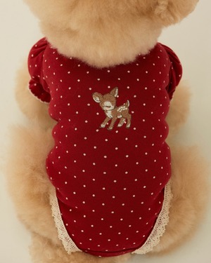 【予約】[ thesallyslaw ] Chloe Puff Romper｜Wine Dot