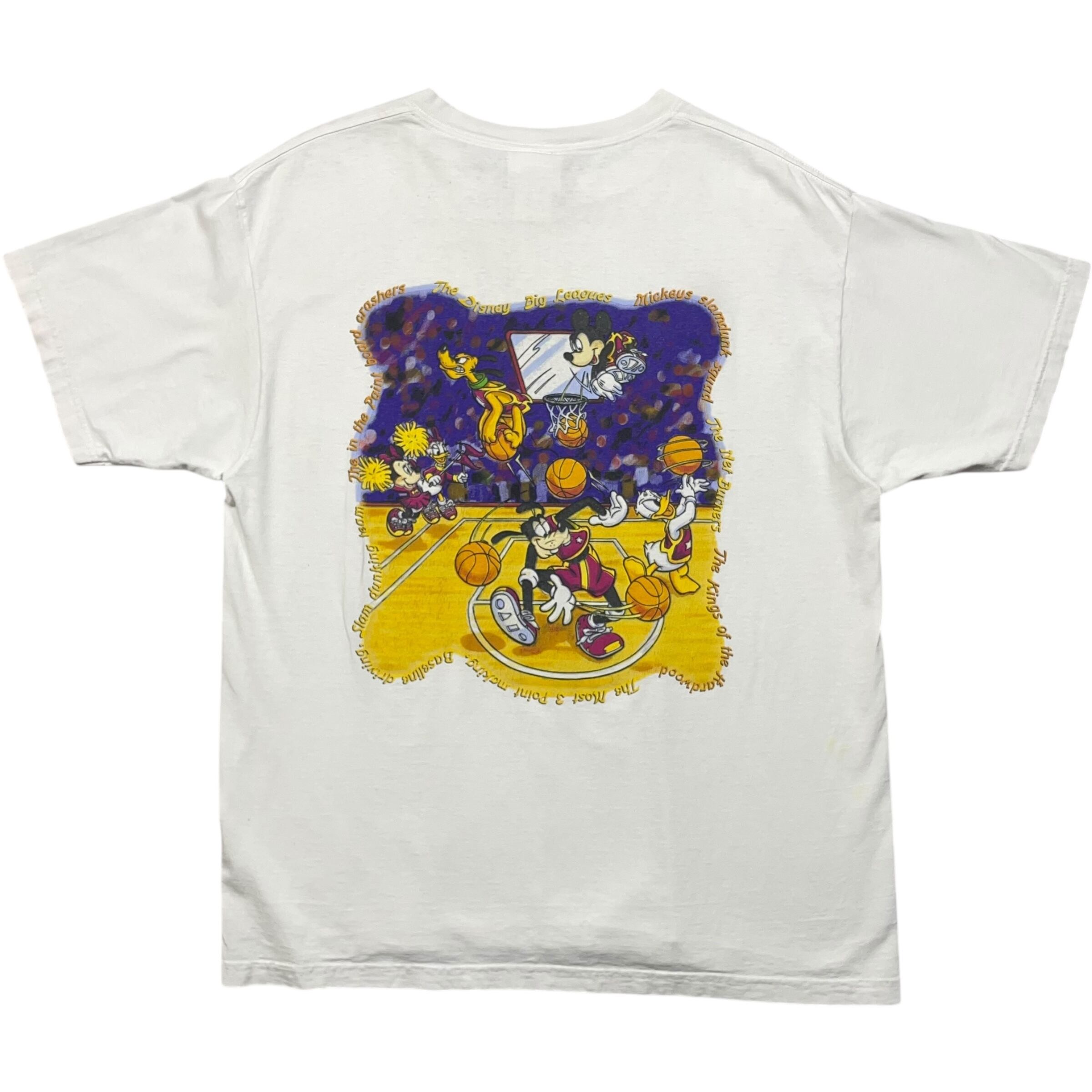 《L》 Disney ディズニー Tシャツ ミッキー バスケットボール 両面プリント USA製 no.7369