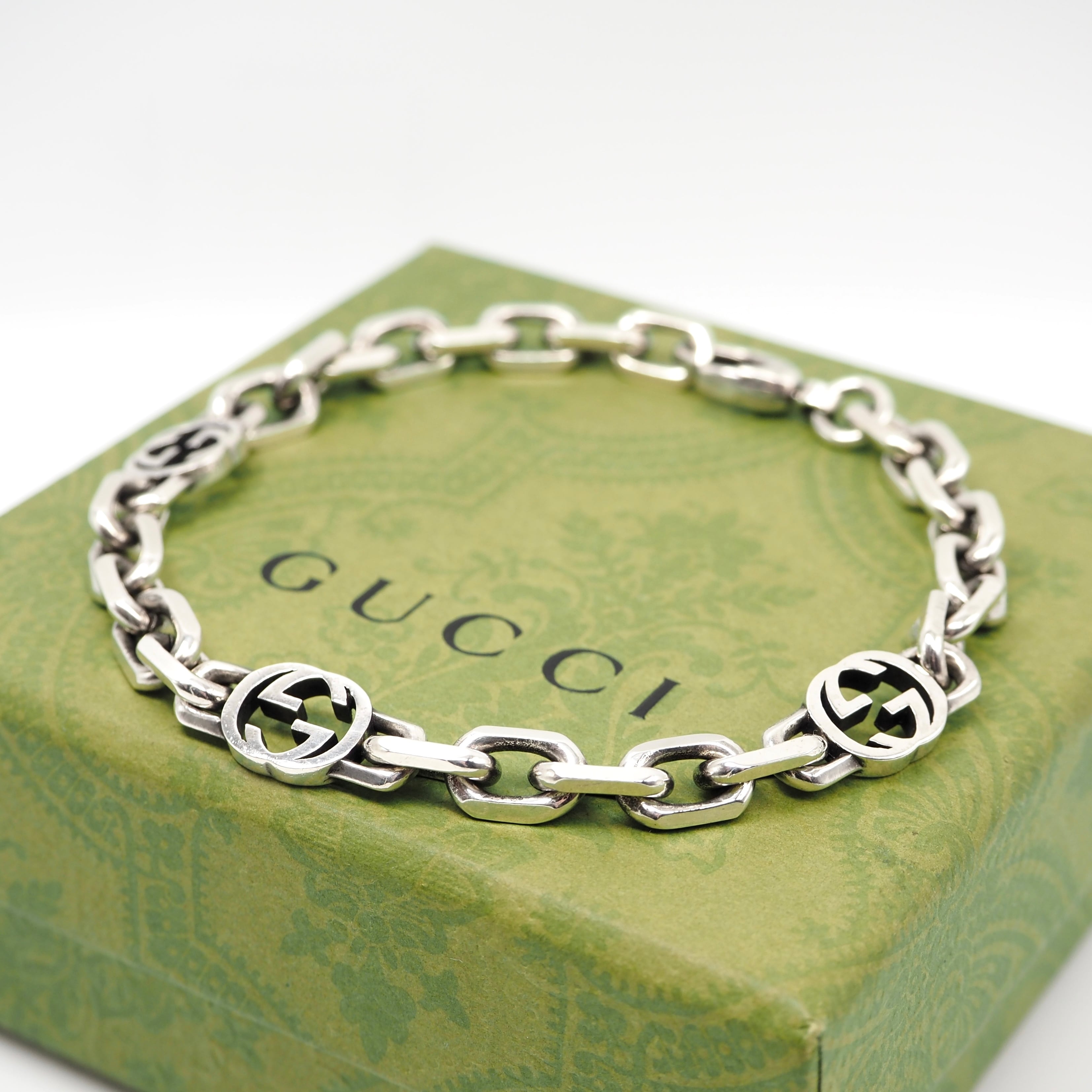 GUCCI インターロッキングG チェーン ブレスレット シルバー925 グッチ 付属品付き