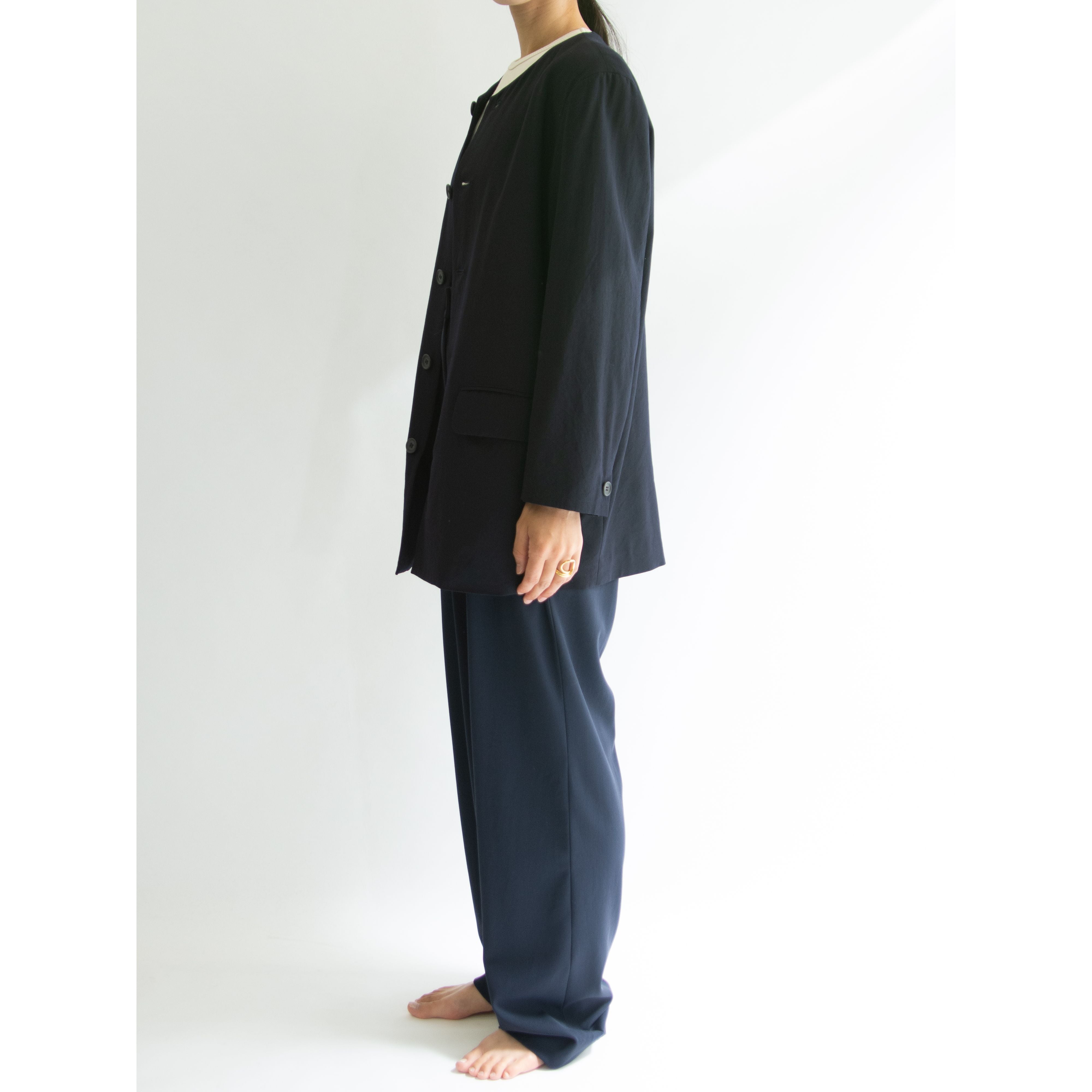 WORK SHOP Yohji Yamamoto】Made in Japan 100% Wool Collarless 