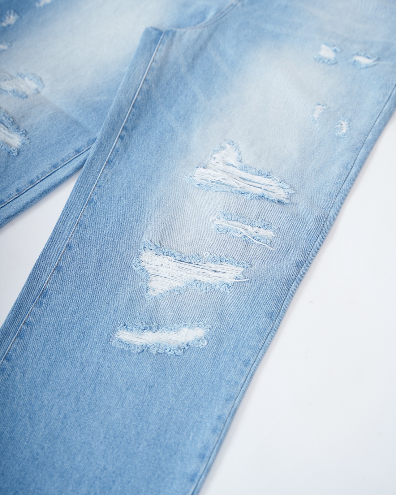 【#Re:room】HIGH WASTE WIDE DAMAGE DENIM PANTS［REP320］