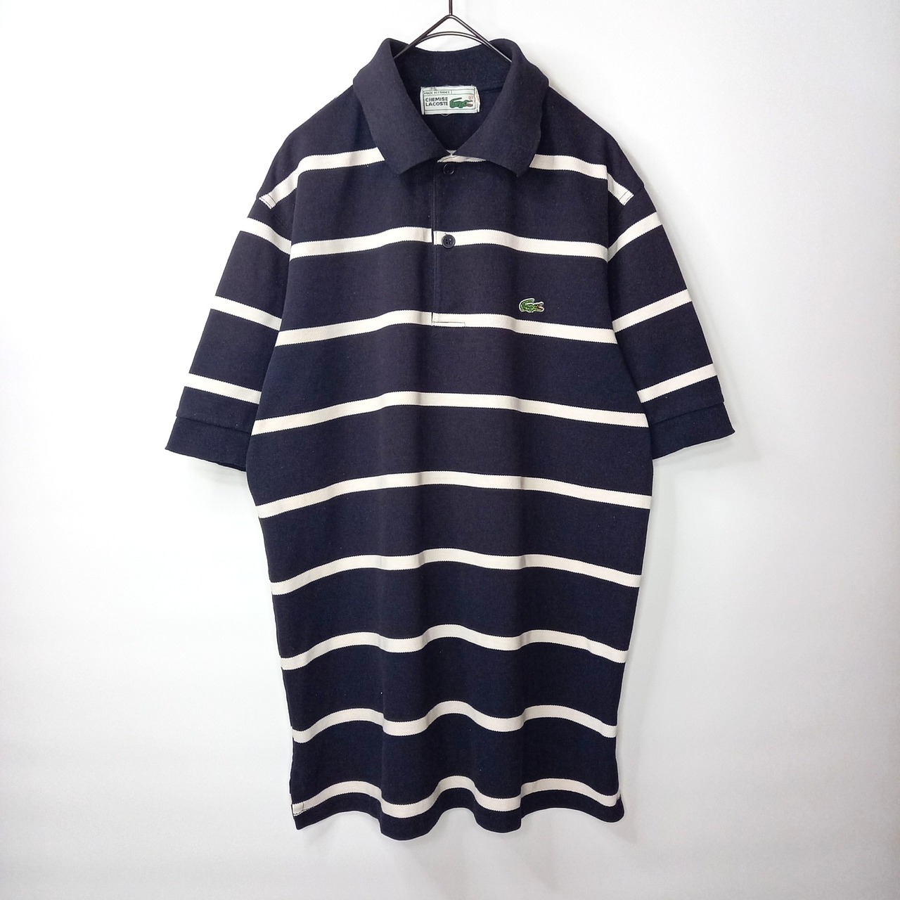 70s　80s　フレンチラコステ　半袖　ポロシャツ　刺繍　ボーダー　ユーロ古着
