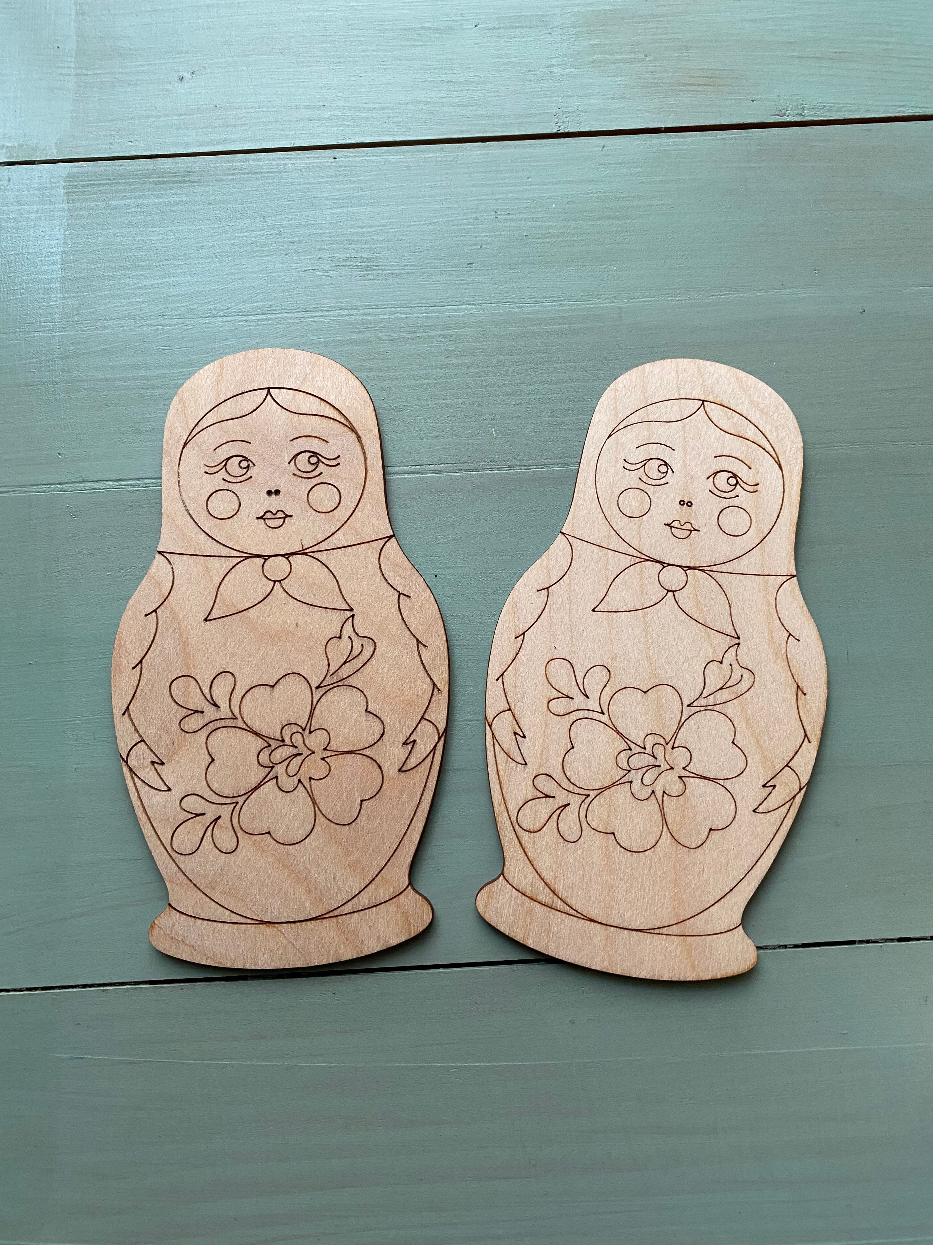 白木 マトリョーシカ ダイカット 木製 塗り絵 トールペイント 表札