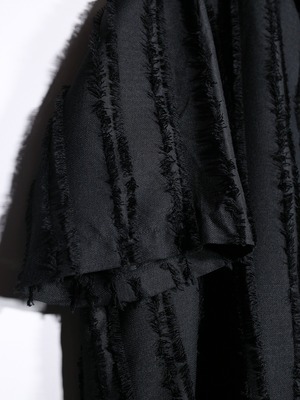 XXL fringe stripe open collar shirt