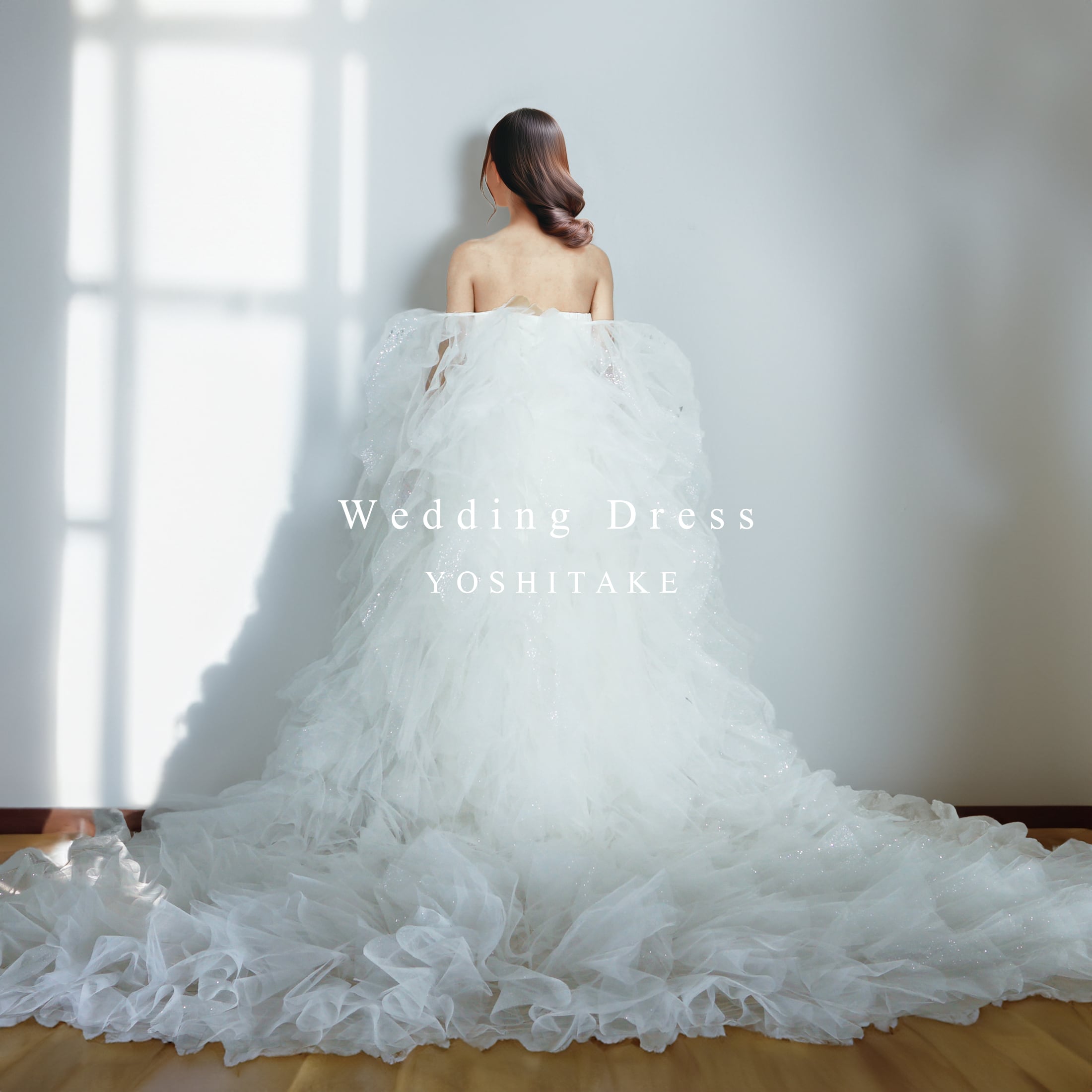 【アウトレット】ウエディングドレス ウエディングドレス.白.ラメチュール.サテン.トレーン付.スレンダー.Y2676