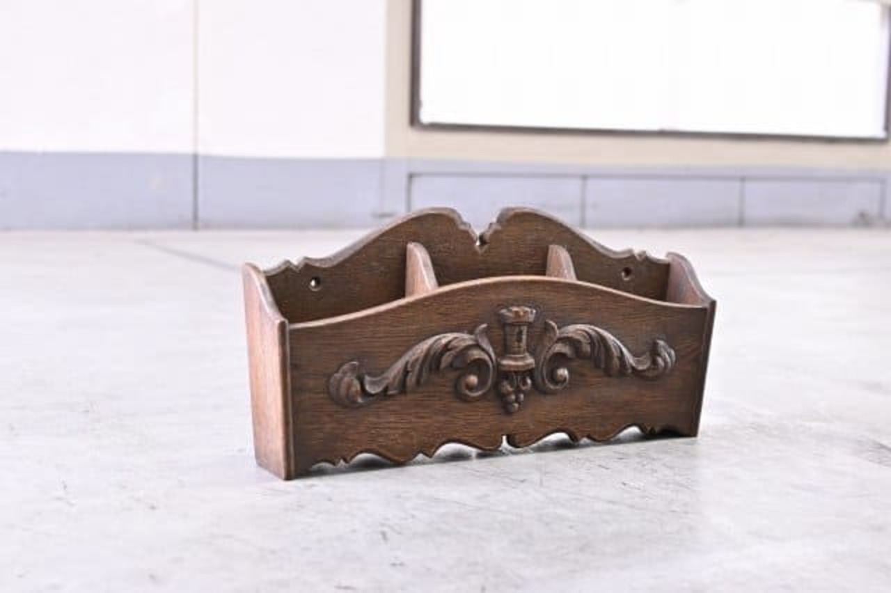 永田良介 壁掛け レターケース オーク材 無垢 収納 小物入れ ビンテージ レトロ 和家具 収納【中古家具/中古インテリア/USED家具ユーズド家具/リサイクル】