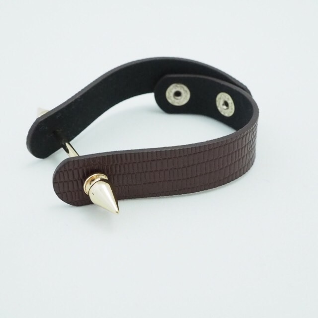 BR spikebar&real leather bracelet