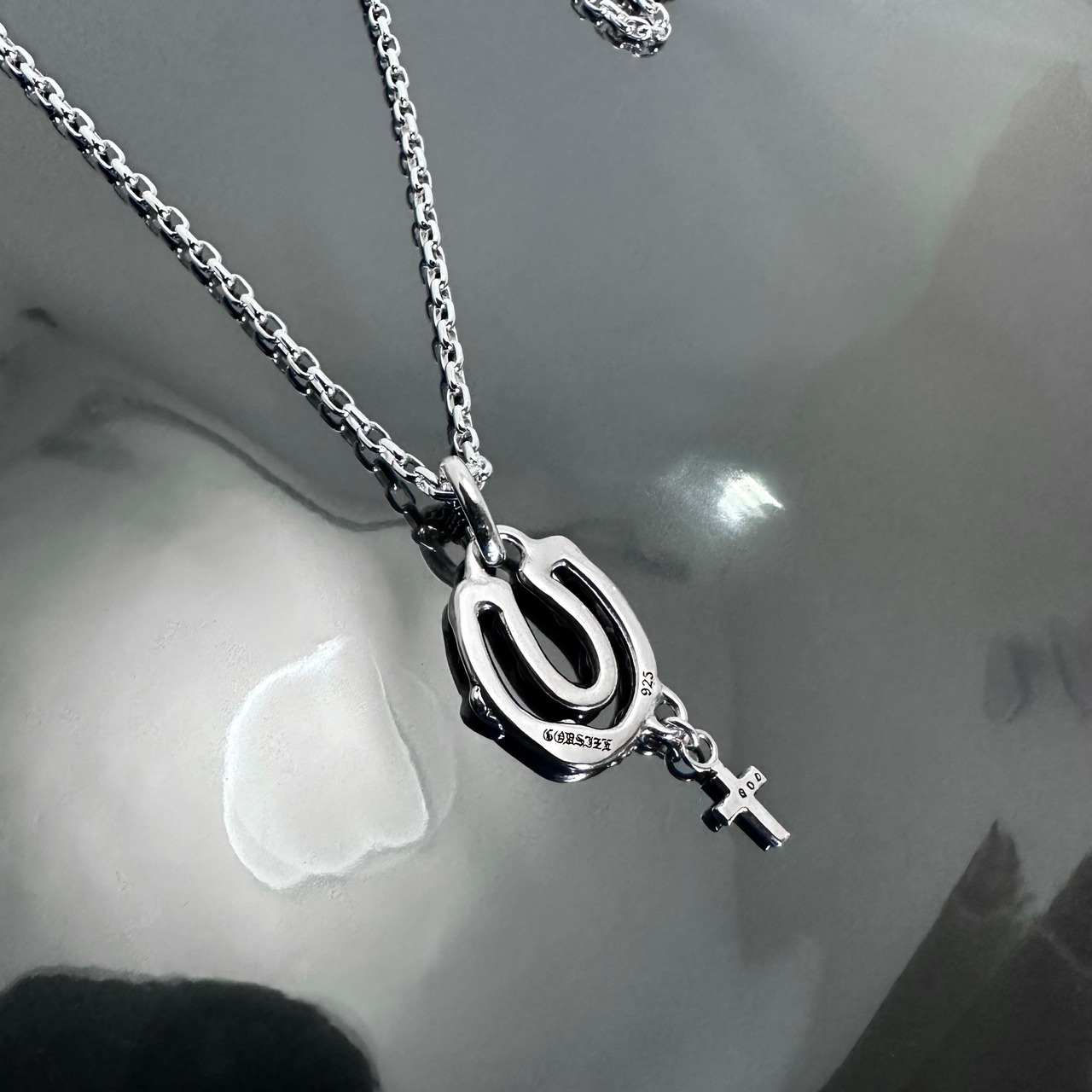OPEN HORSESHOE with CROSS #1 with GODSIZE® I.D. TAG NECKLACE / オープンホースシュー ウィズ クロス #1ゴッドサイズ® I.D.タグネックレス