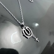 OPEN HORSESHOE with CROSS #1 with GODSIZE® I.D. TAG NECKLACE / オープンホースシュー ウィズ クロス #1ゴッドサイズ® I.D.タグネックレス