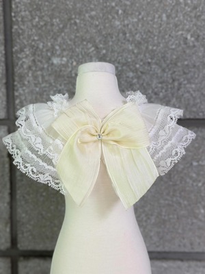 即納販売　MAMU Mellow lace cape（Ivory）アイボリーブローチ付き　韓国ハンドメイド