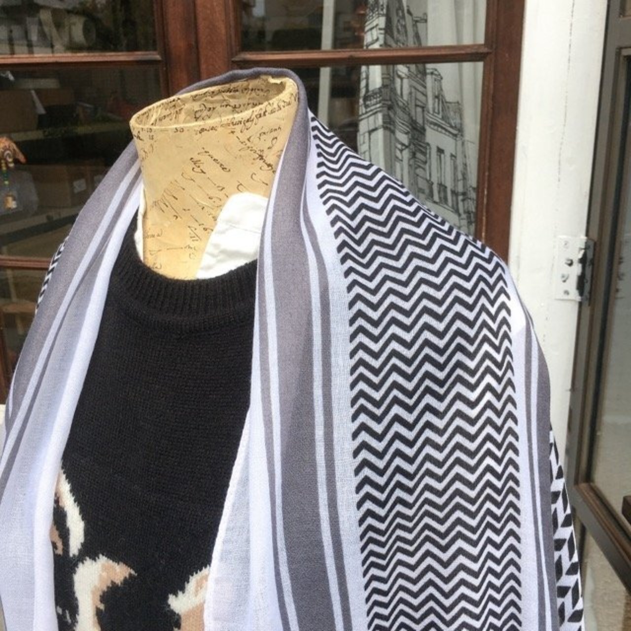 TOPANGA Accessory　ビッグショール　ホワイトブラック