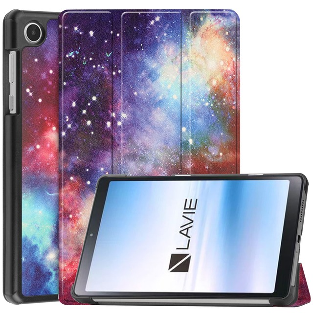 LAVIE Tab T8 ケース NEC LAVIE Tab T8 T0855/GAS TAB08H04 ケース 8インチ【Trocent】NEC LAVIE Tab T8 T0855/GAS PC-T0855GAS タブレットケース マグネット開閉式 オートスリープ機能 手帳型 スリムな三つ折スタンドカバー 衝撃吸収 手触り良い 全面保護 ハードカバー(銀河星空)