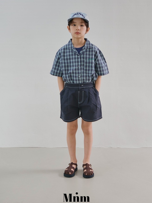 《送料無料》半袖チェックシャツ:kids【MINIMAL】※お取り寄せ